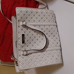 Kate Spade White Perforated Shoulder Bag